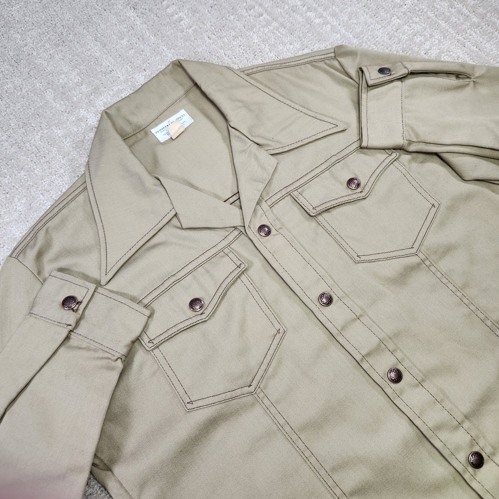 Vintage 70s Trucker Jacket Men Medium Western Permanent Press‎ Snap Front Dagger